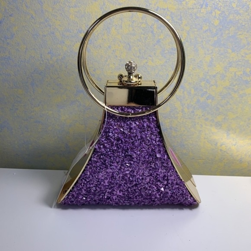 Vintage Purse Hoop Handle Sparkling Beaded Rhinestone Heavy Shoulder